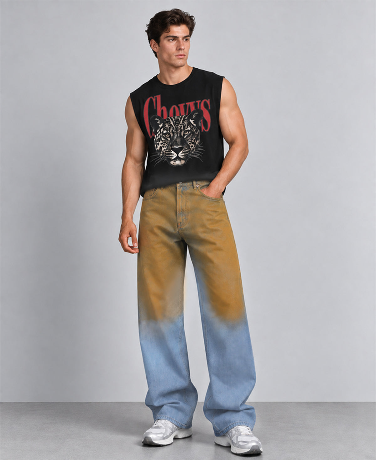 Blue Sprayed Baggy Jeans
