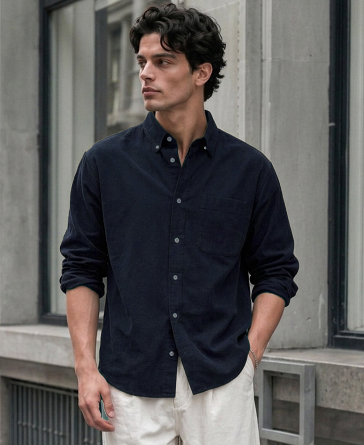 Navy Oxford Button Down Shirt