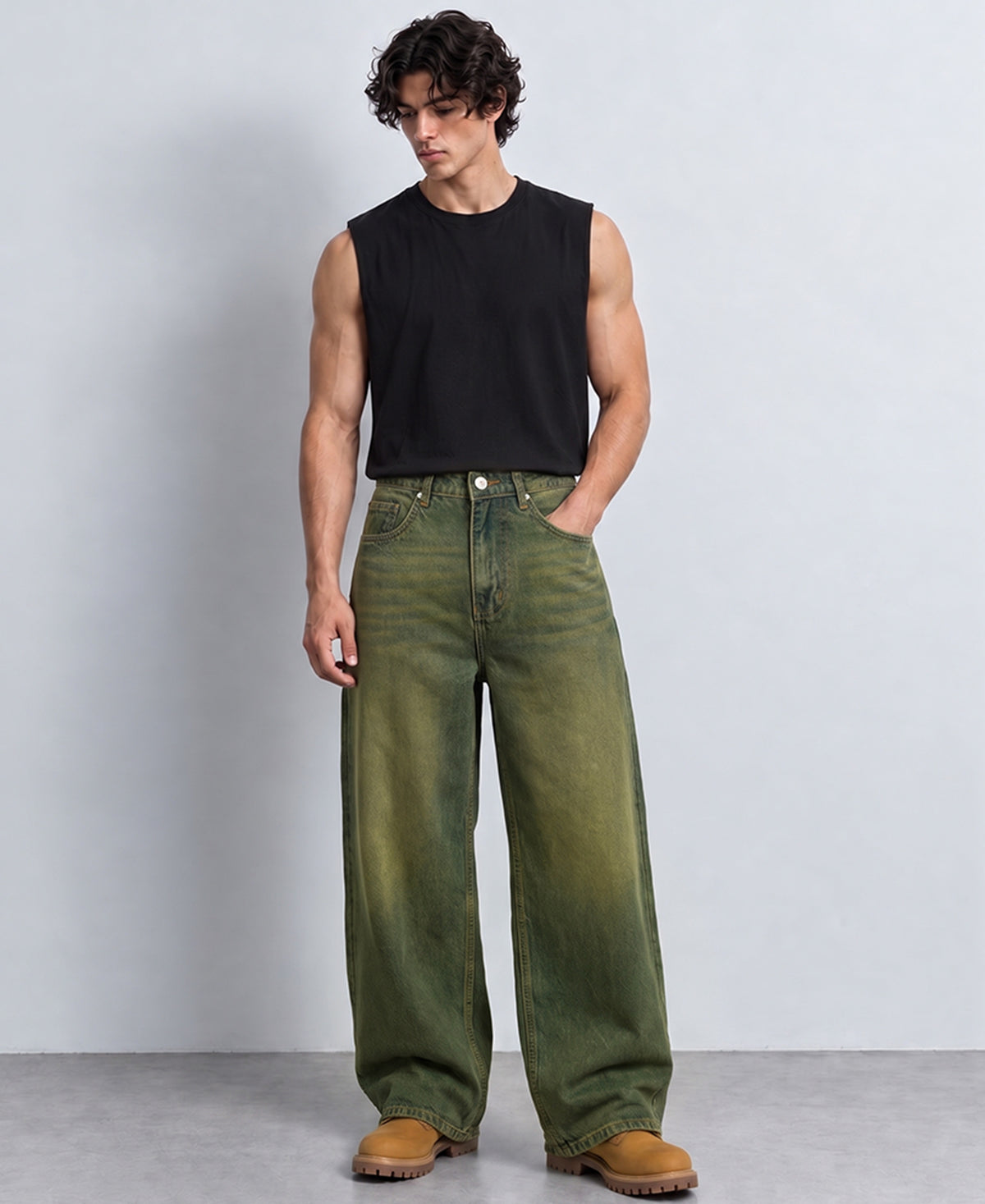 Blue Tinted Baggy Fit Jeans