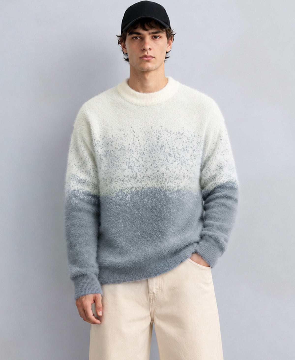 Grey Ombre Fuzzy T-Shirt