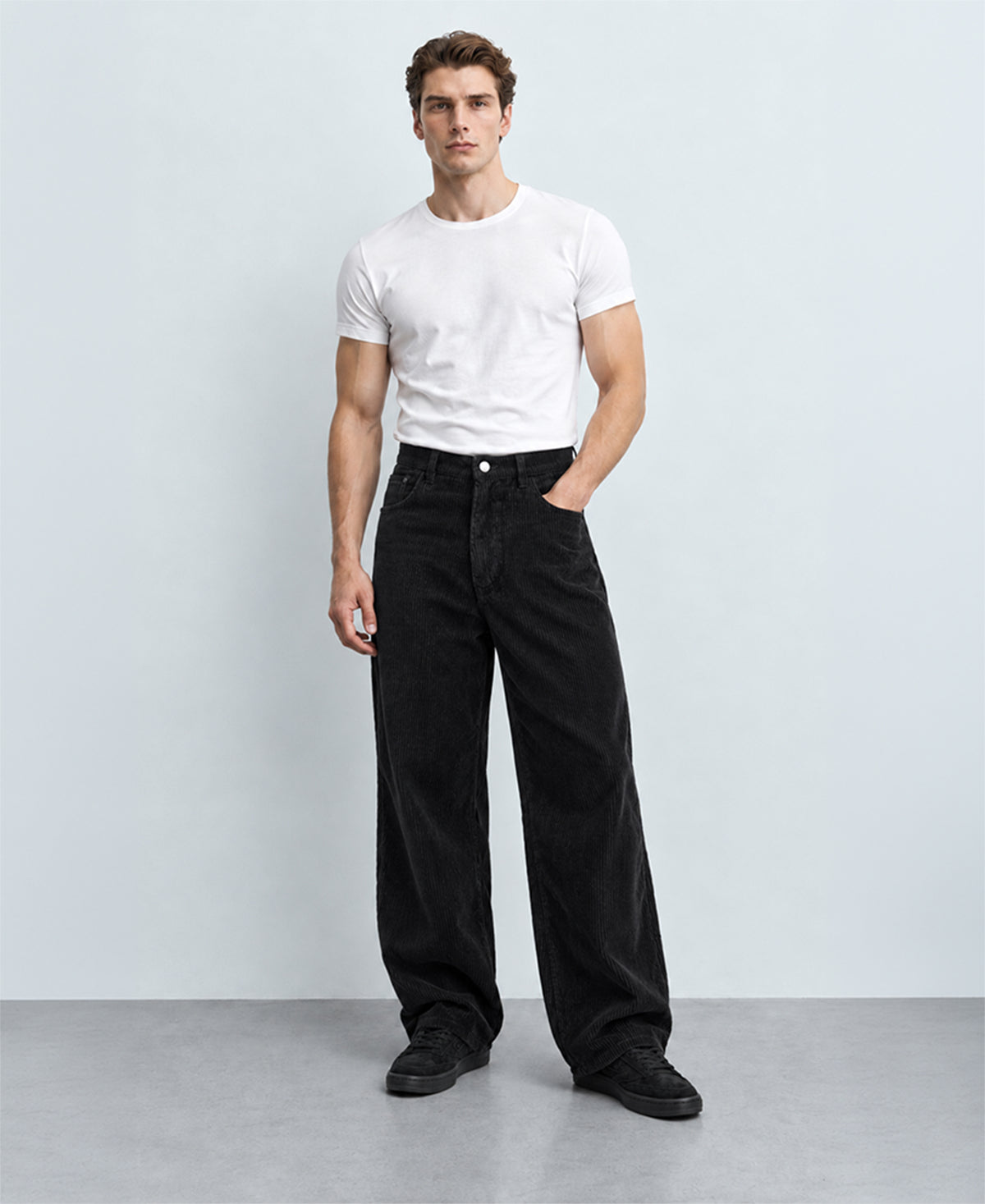 Black Corduroy Baggy Pants