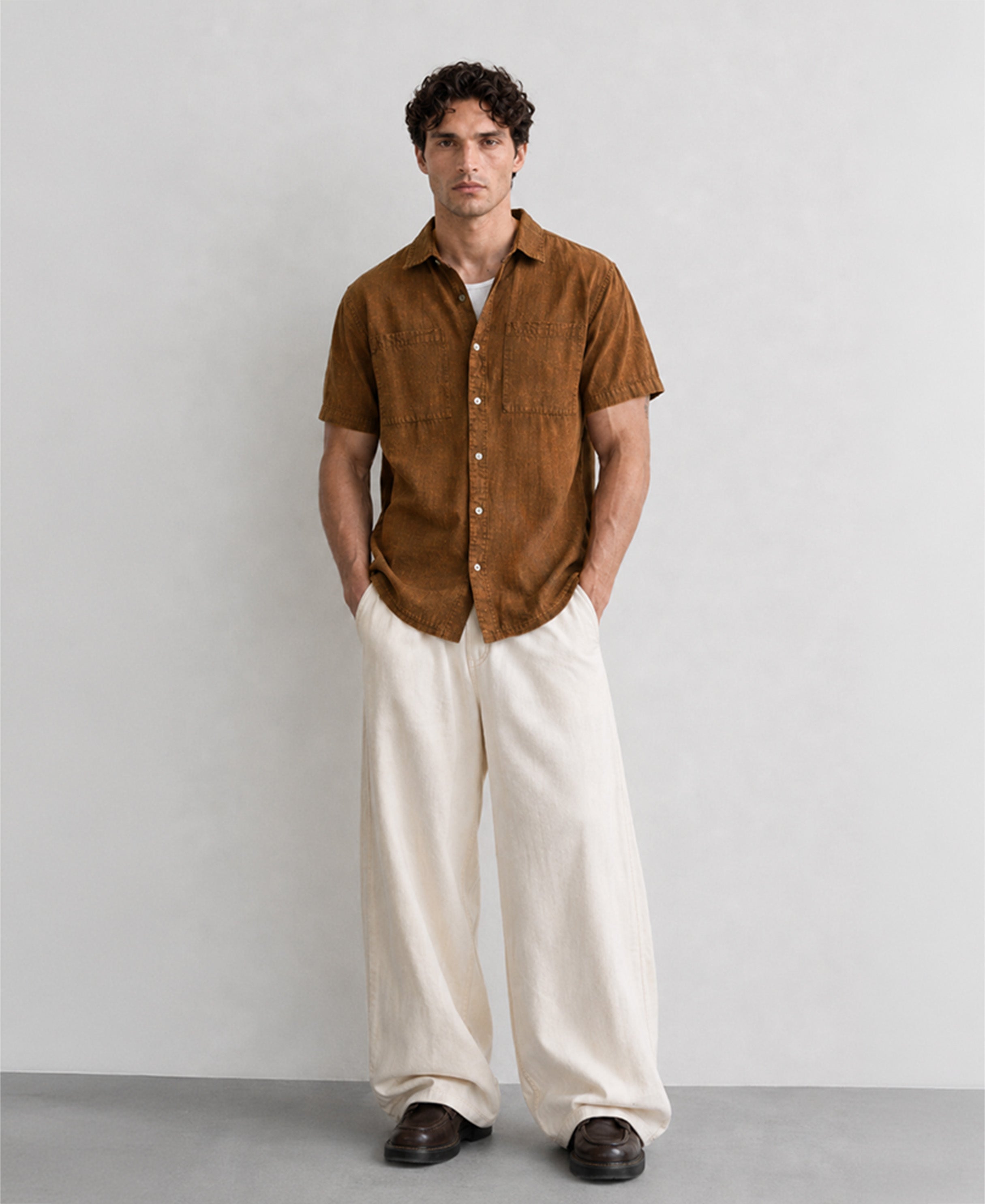Brown Lightweight Double Pocket Wash Shirt