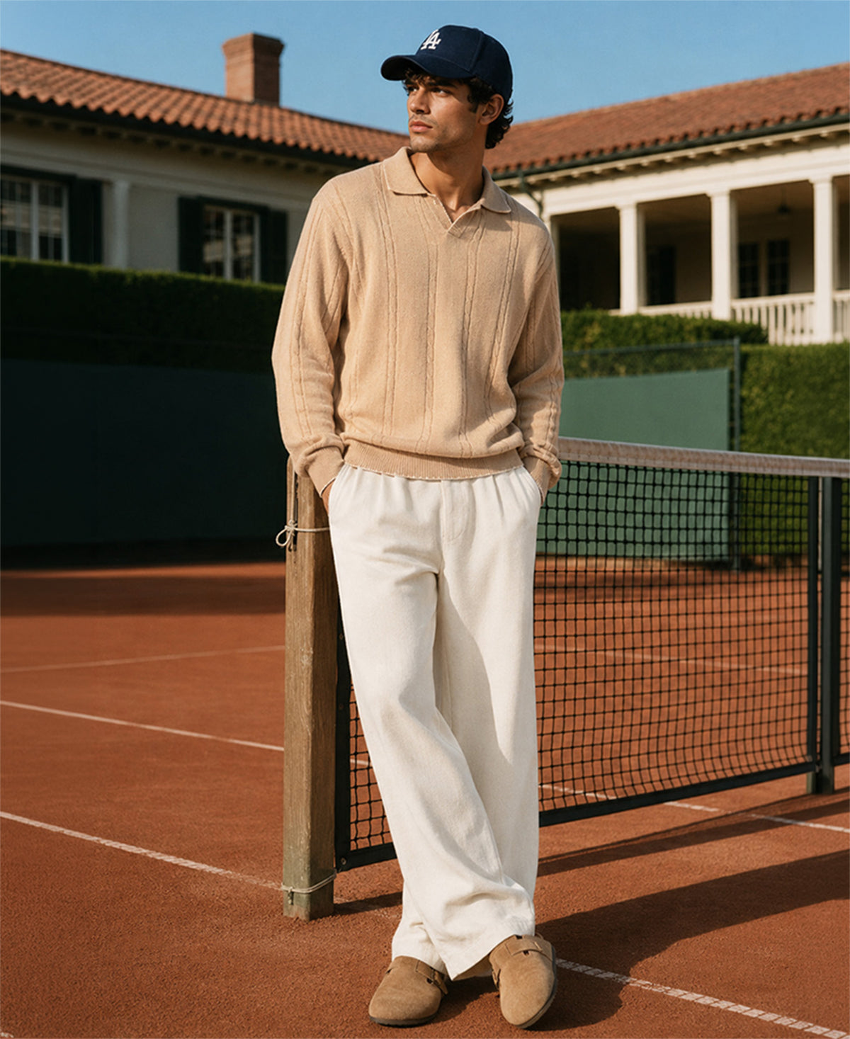 Beige Cable Knit T-Shirt 100% Cotton