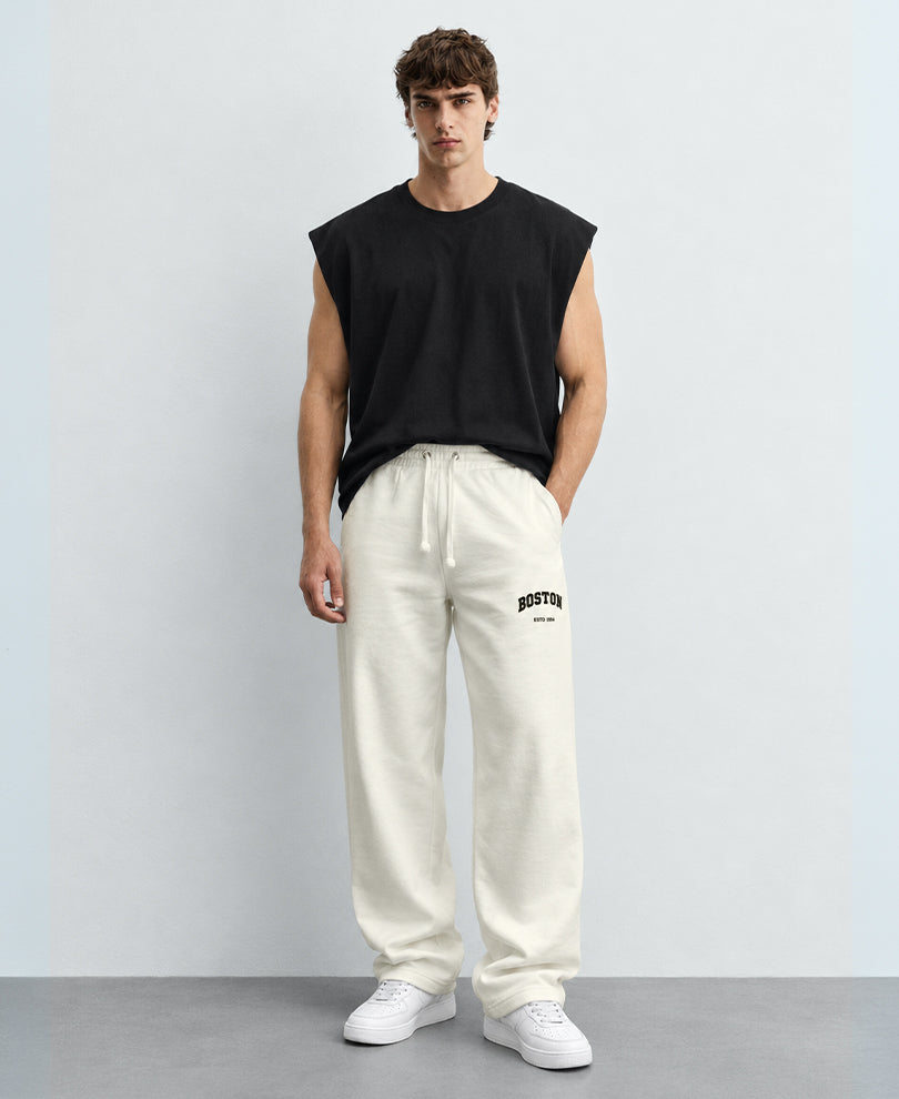 White Printed Baggy Track Pant