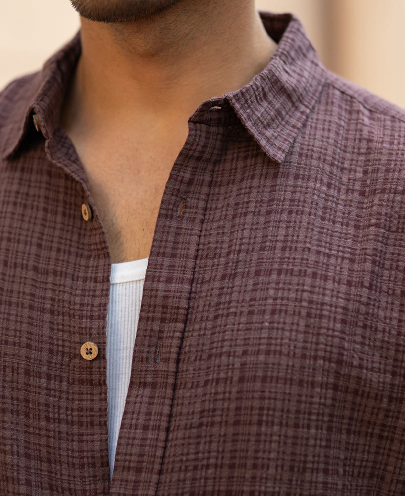 Brown Structured Lightweight Shirt.