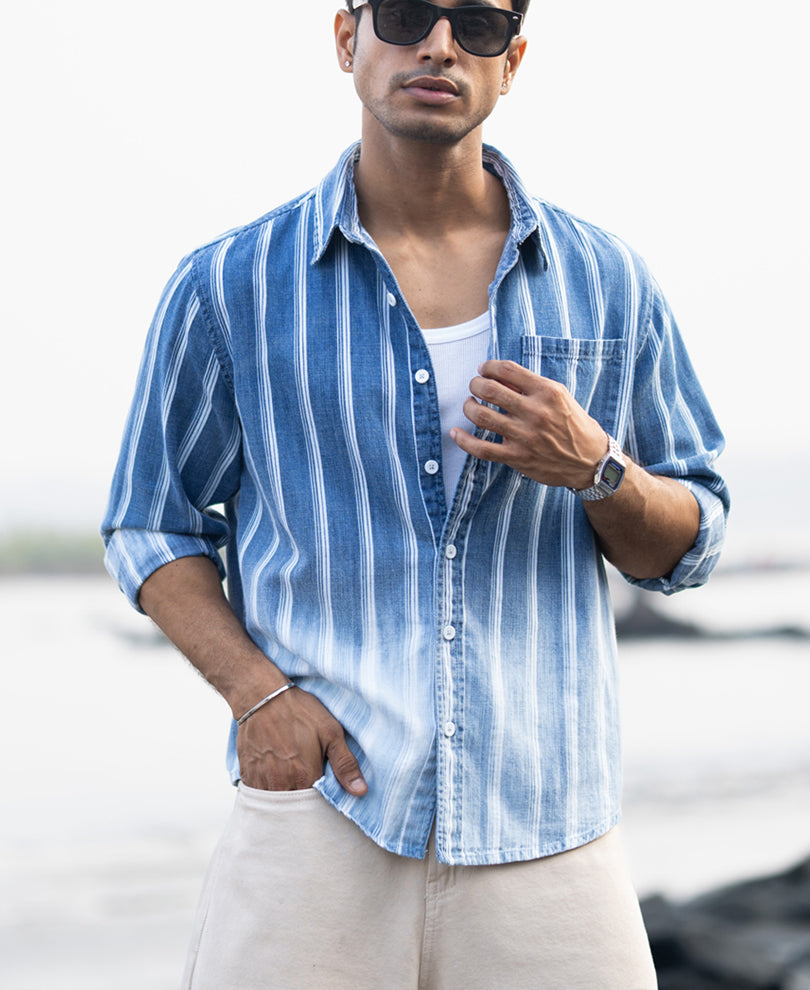 Denim Stripe Ombre Shirt.