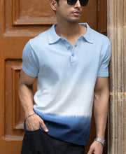 Blue Ombre Stripe Polo T-Shirt.
