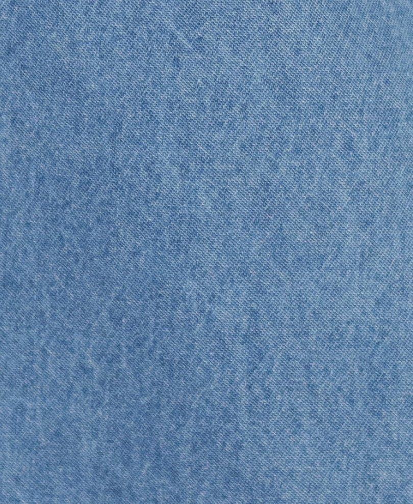 Blue Embroidered Denim Zipper Shirt