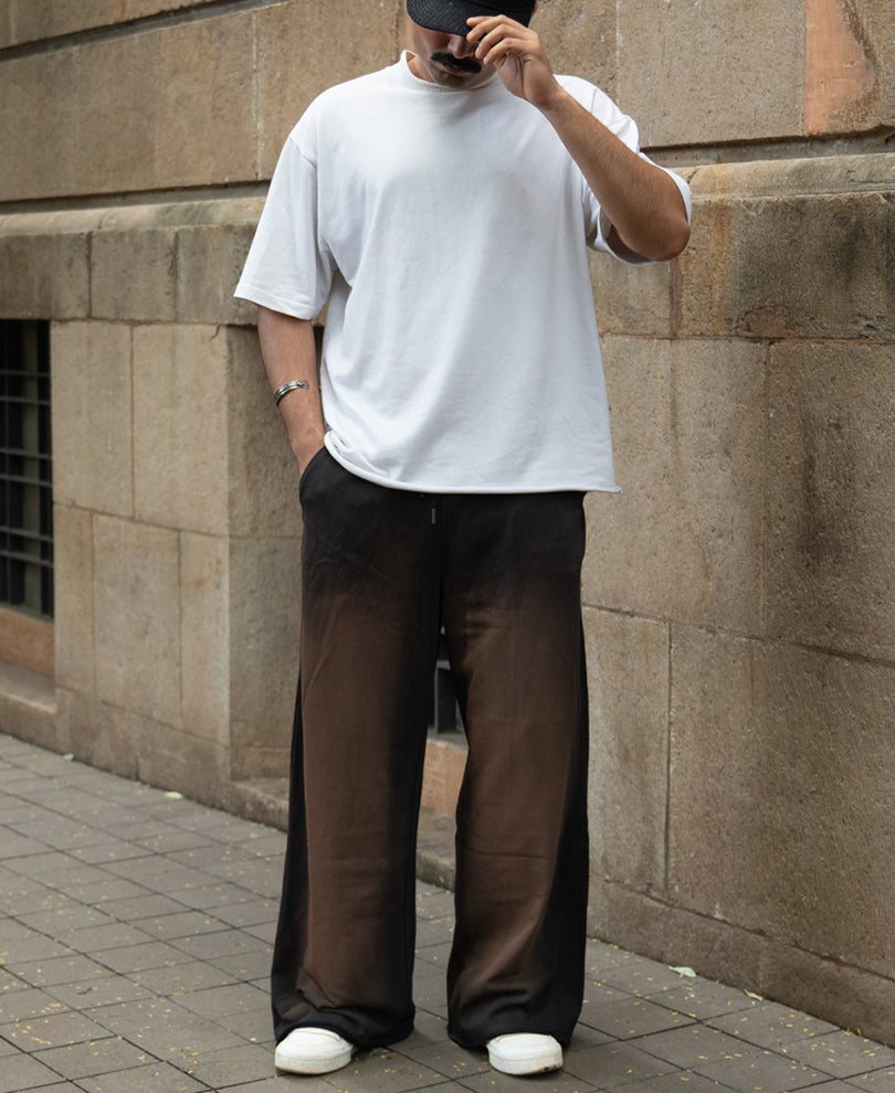 Brown Sprayed Baggy Trackpants