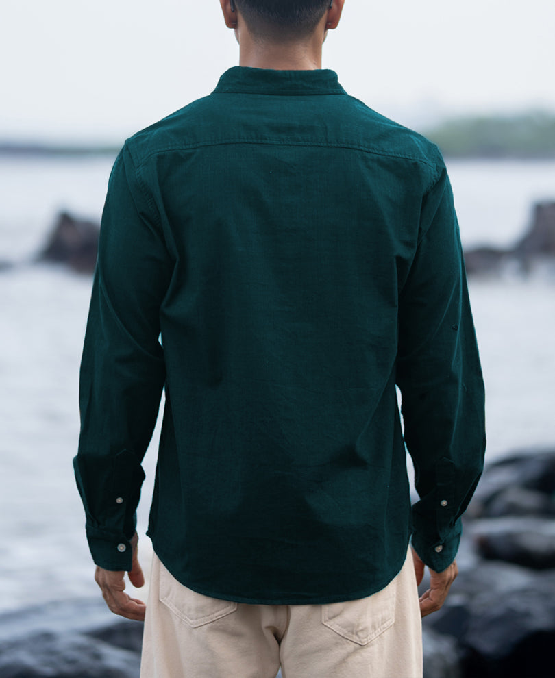 Dark Teal Corduroy Buttondown Shirt.