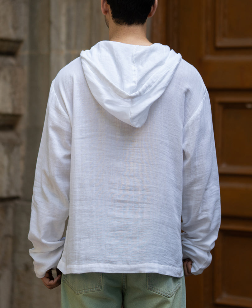 White Lightweight Summer Hoodie 100% Cotton