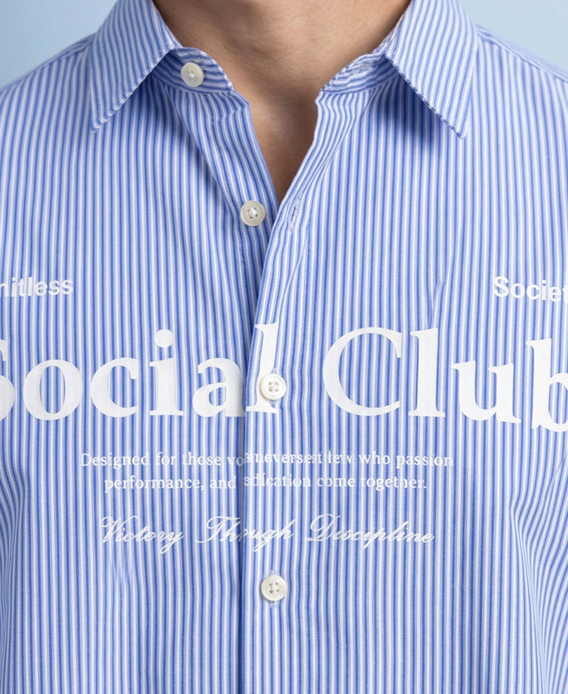 Blue Printed Stripe Shirt