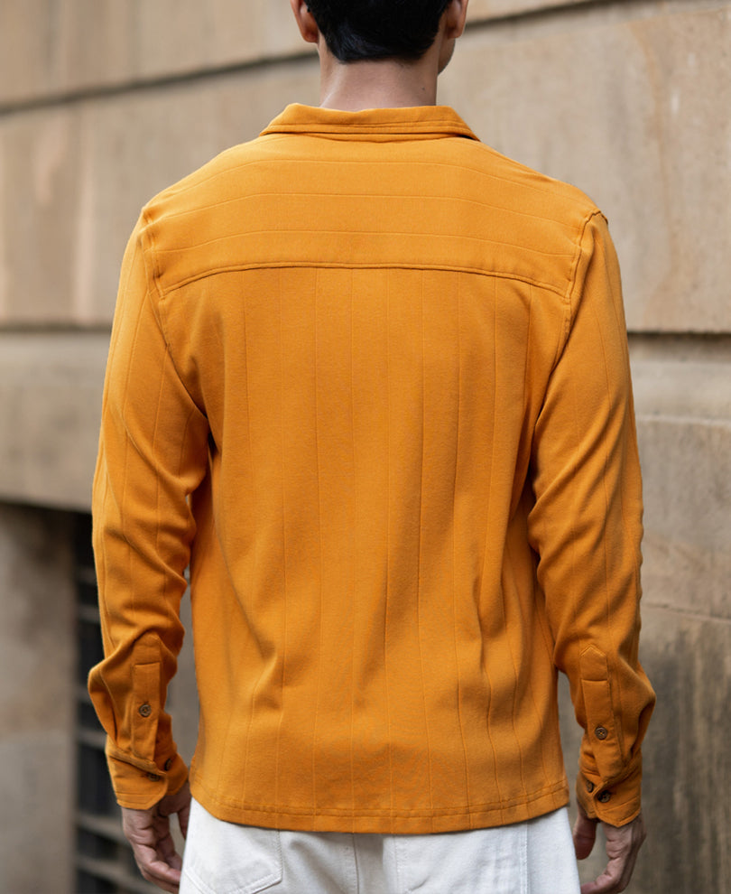 Mustard Structure Knit Shirt.