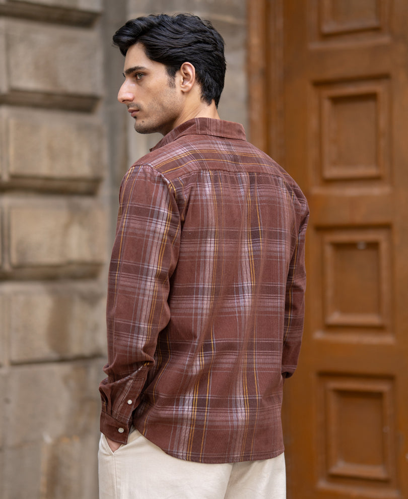 Brown Corduroy Check Shirt.