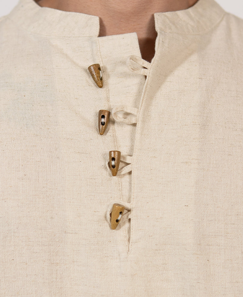 Natural Linen Blend Kurta Shirt
