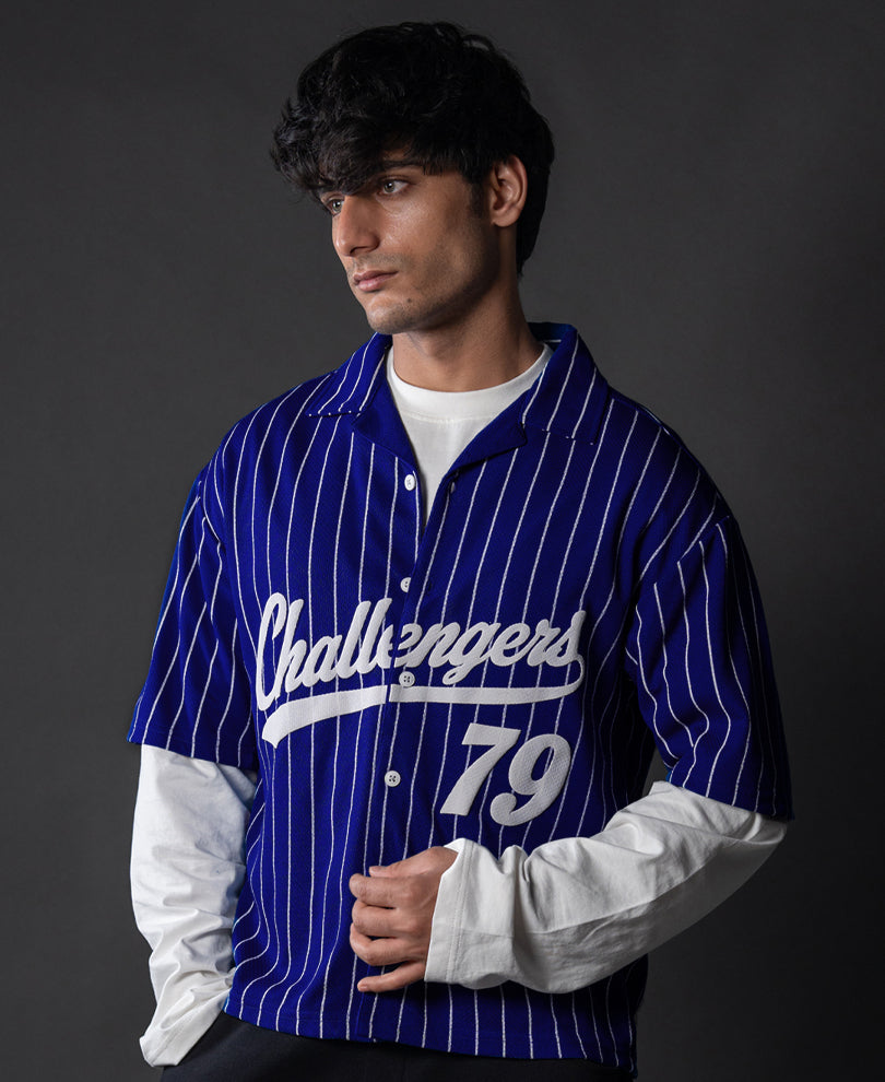 Royal Blue Printed Jersey Shirt.