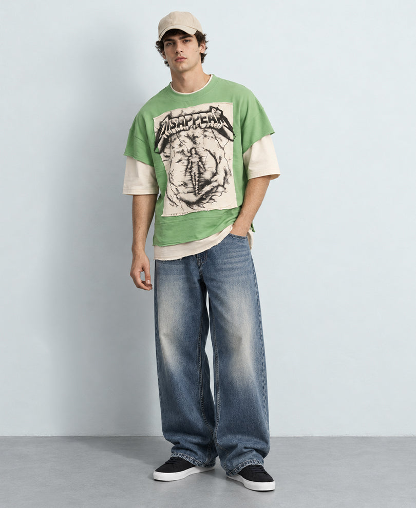 Mint Double Layered Printed T-Shirt