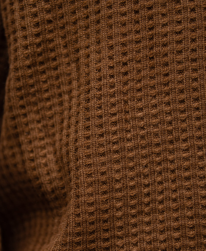 Tan Brown Structured Polo Sweater