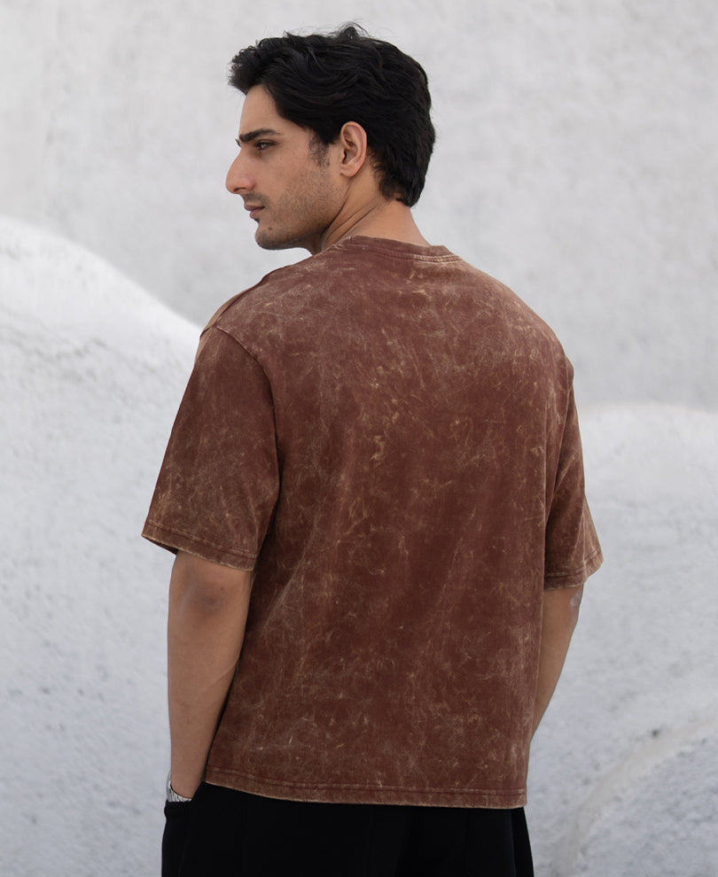 Brown Washed Lego Print T-Shirt.