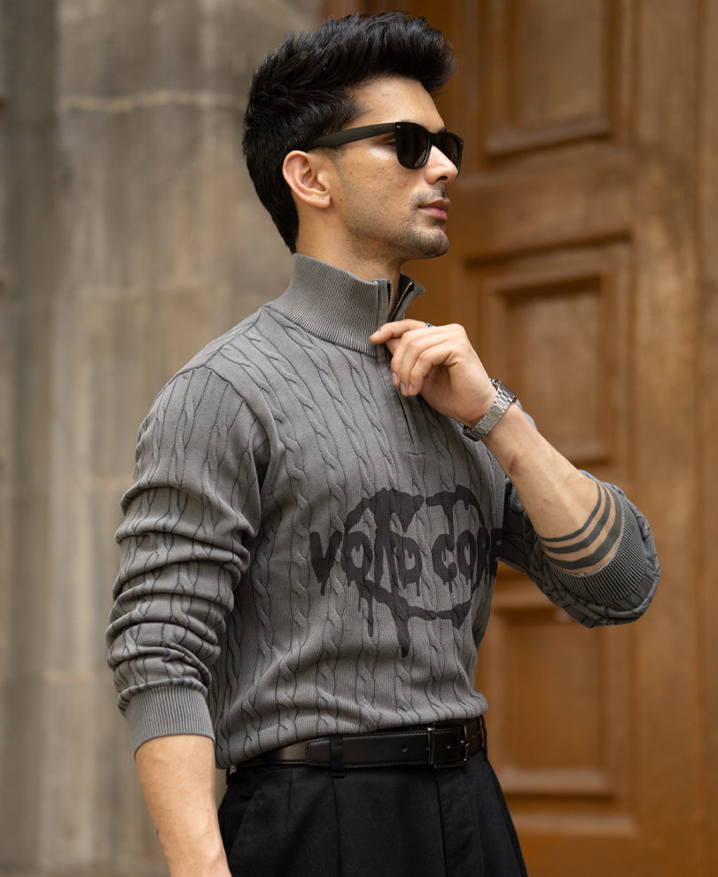 Grey Washed Cotton Sweater 100% Cotton