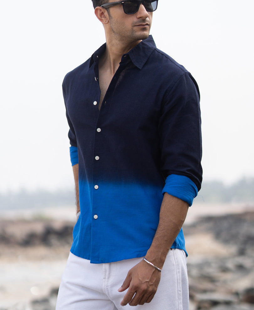 Navy And Royal Ombre Shirt.
