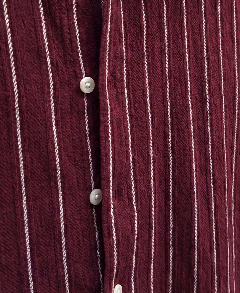 Wine Structured Stripe Overshirt