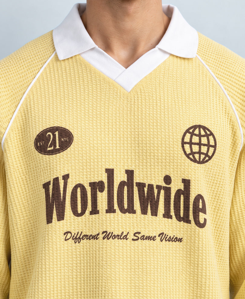 Yellow Printed Raglan T-Shirt