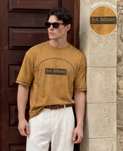 Dark Mustard Paneled Washed T-Shirt 100% Cotton