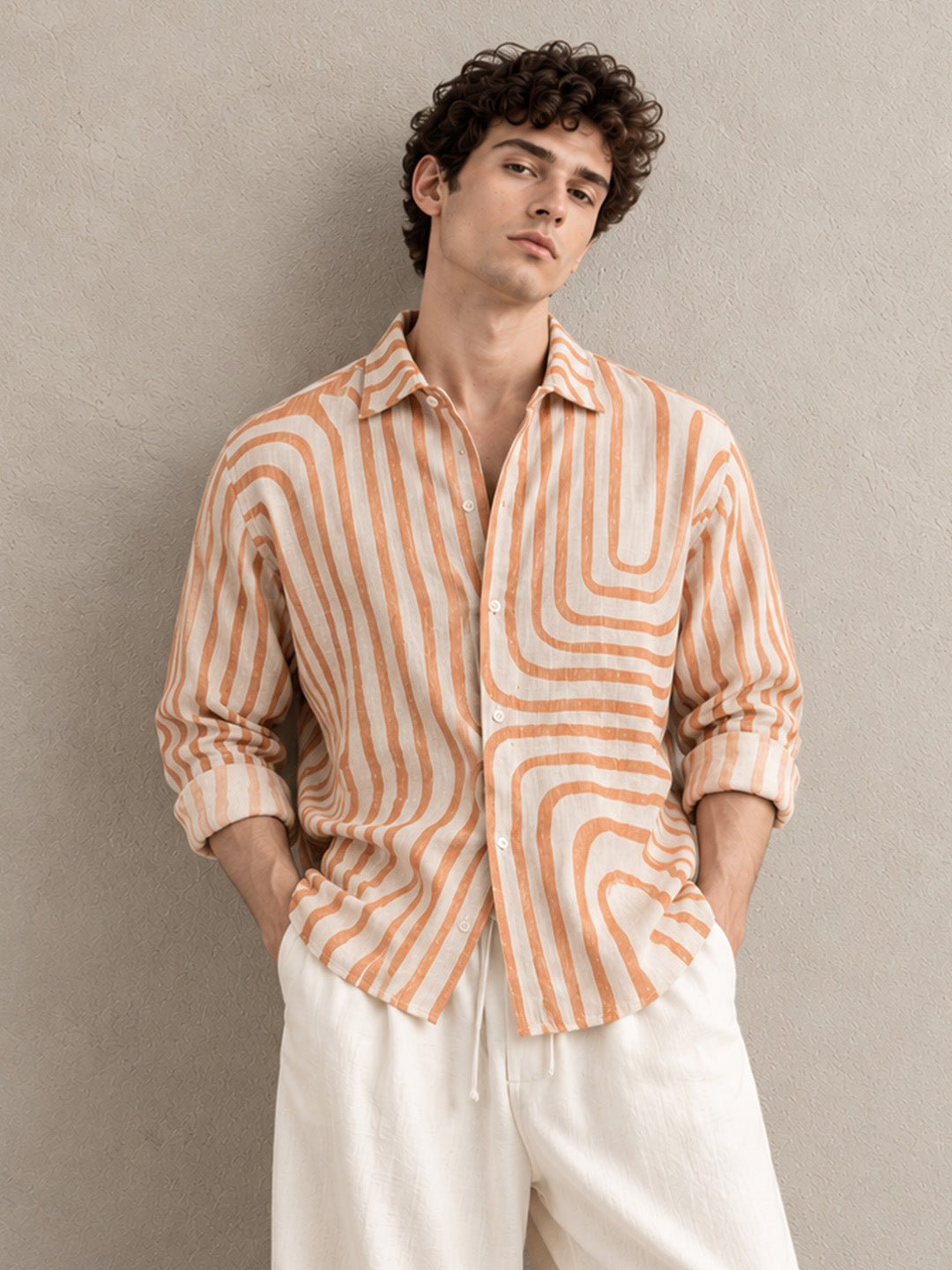 Rust Brown Regular Fit Full Sleeves Shirt