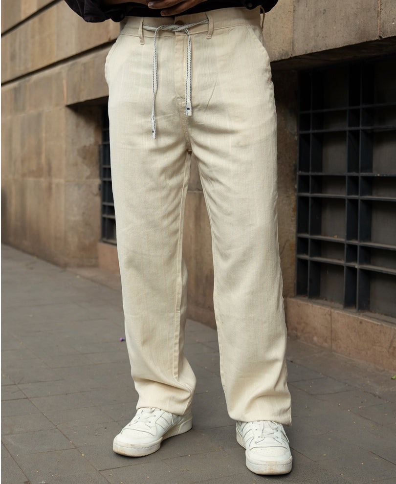 Natural Cotton Structure Trousers.