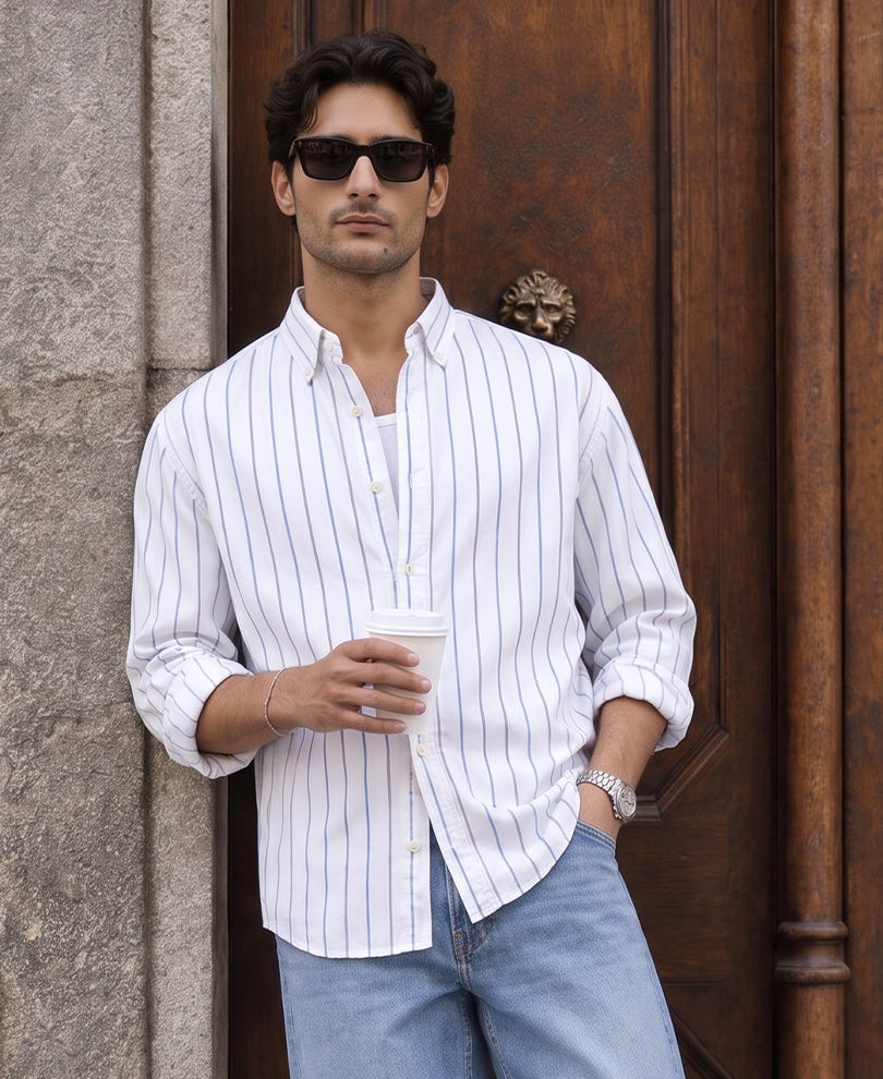 White Oxford Stripe Buttondown Shirt