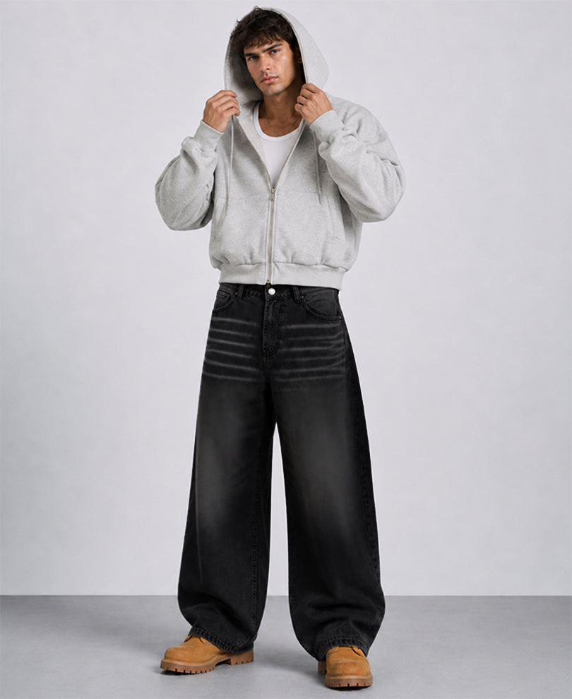 Black Washed Baggy Denim Jeans