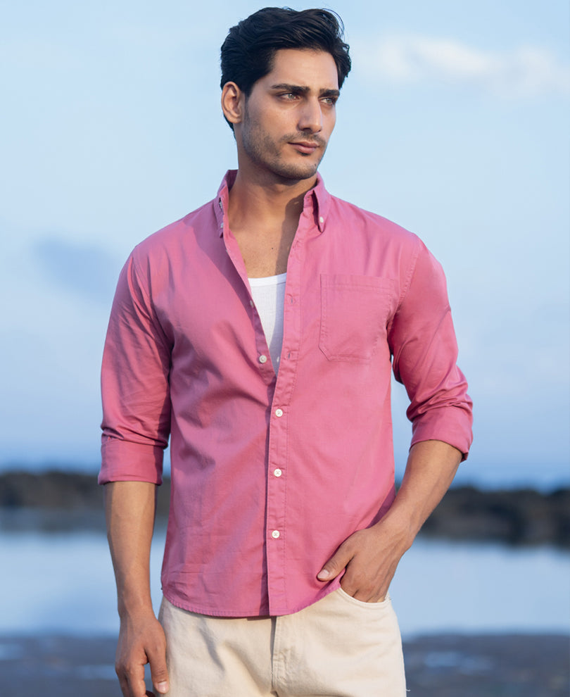 Rogue Pink Structured Buttondown Shirt.