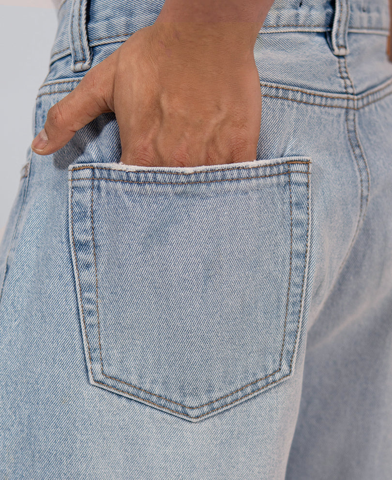 Blue Distressed Baggy Jeans