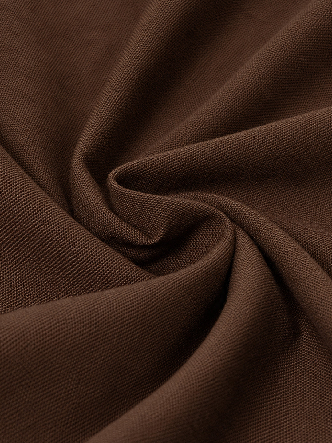 Brown Linen Blend Zipper Shirt
