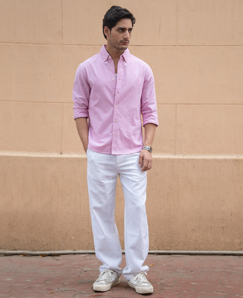 Pink Cotton Oxford Shirt.