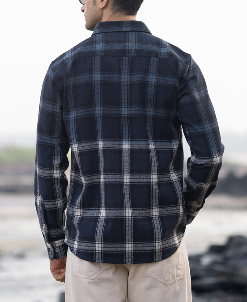 Navy Ombre Checks Shirt.