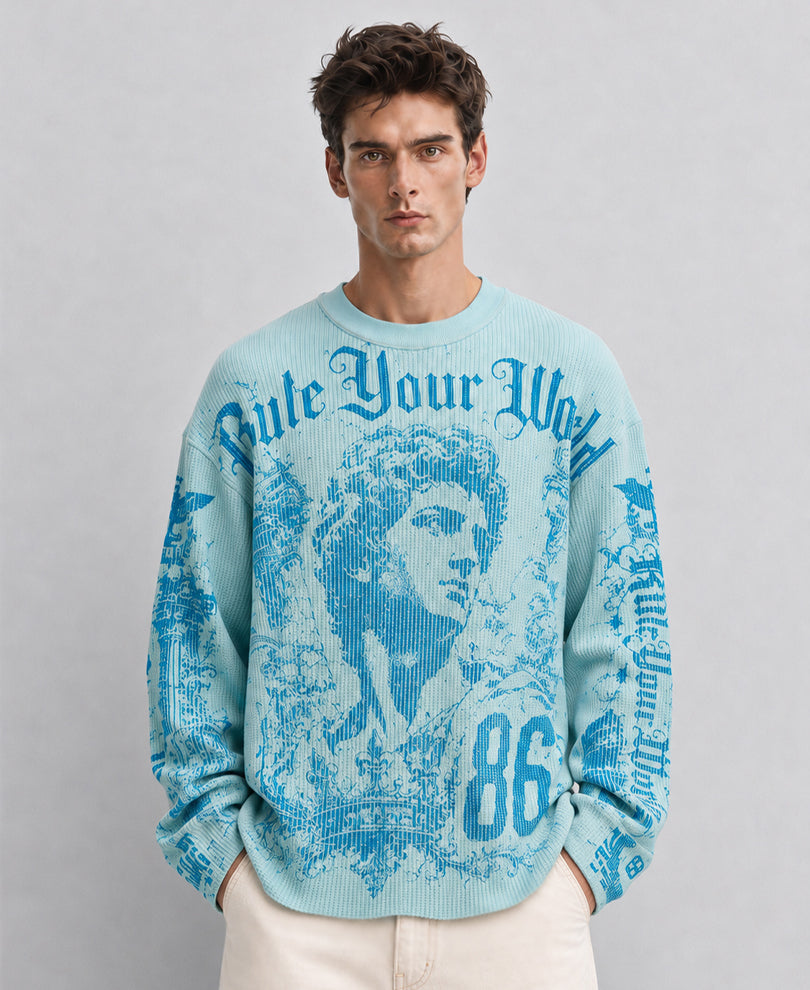 Aqua Printed Structured T-Shirt