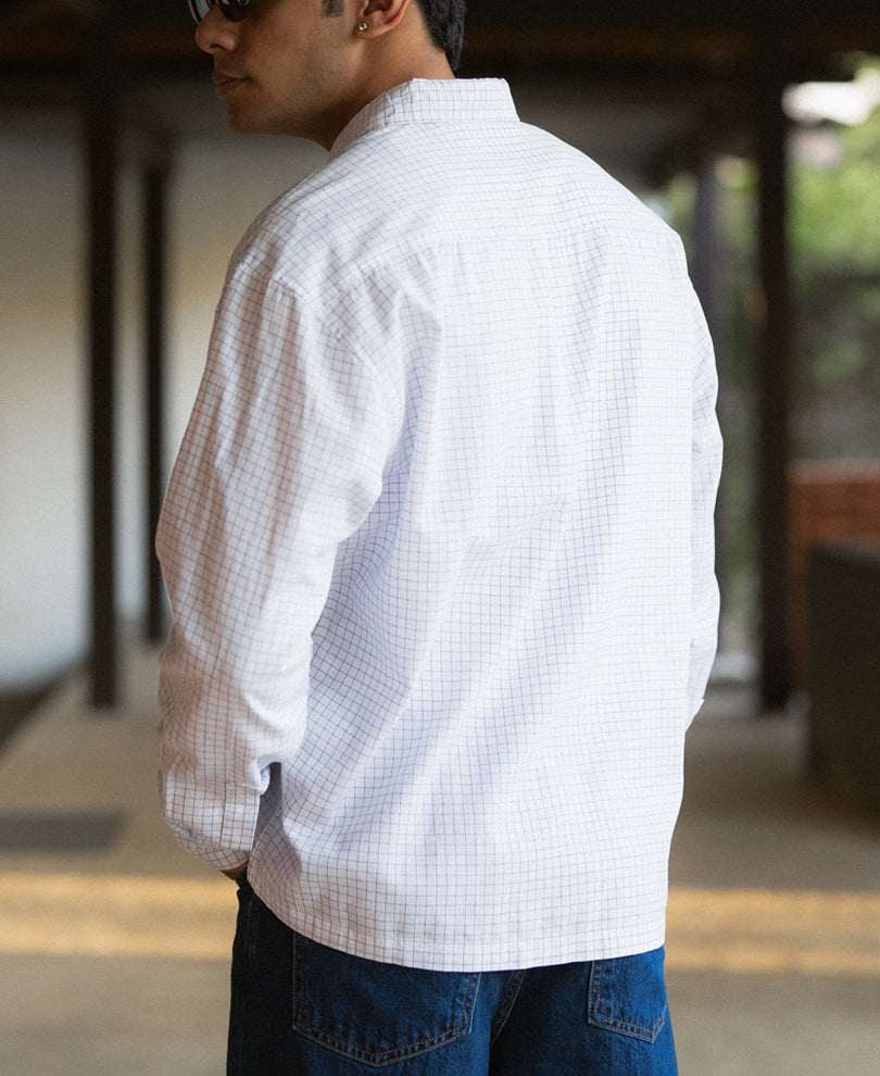White Micro Checks Printed Shirt