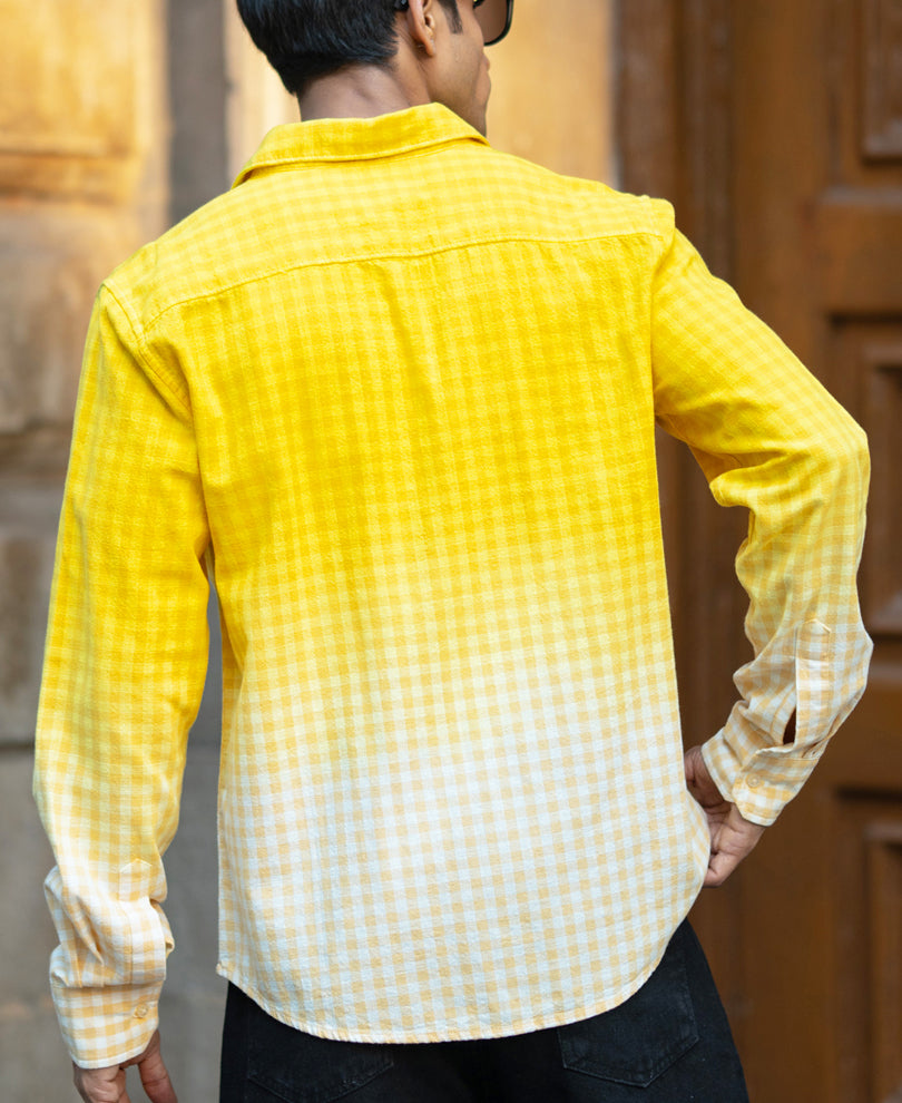 Yellow Ombre Checks Shirt.