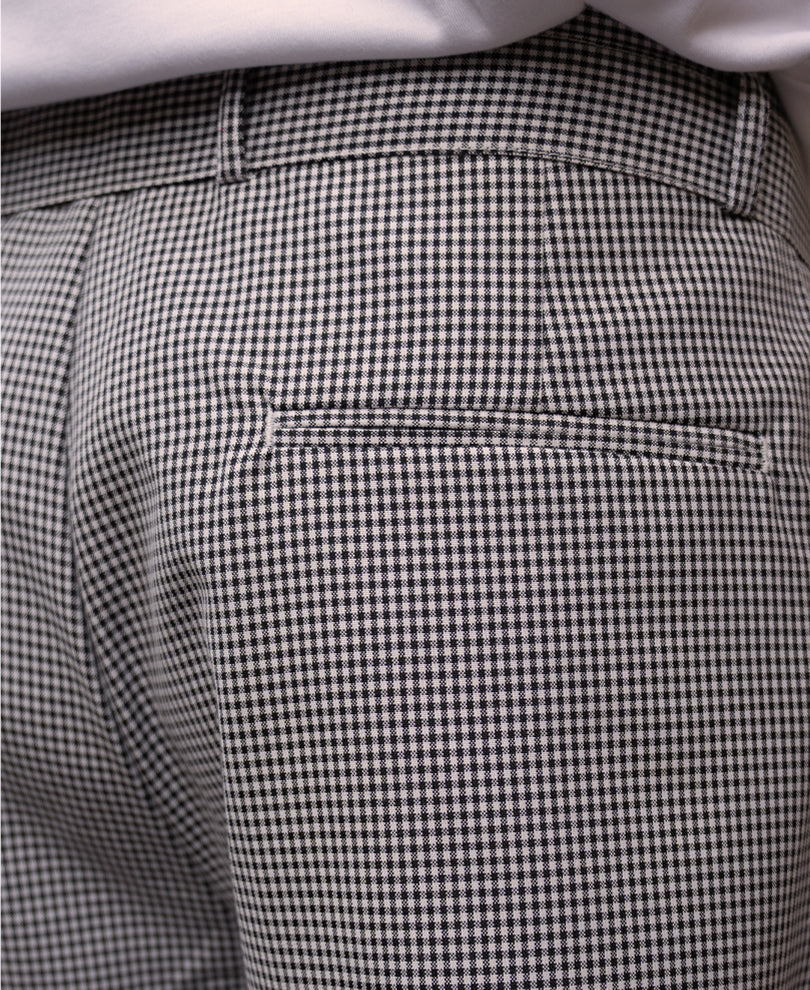 Black And White Micro Checks Trousers