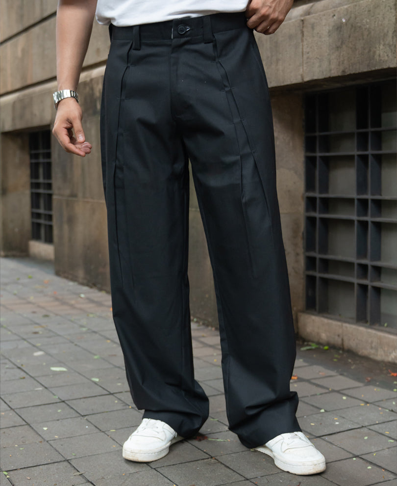 Black Pleated Trousers