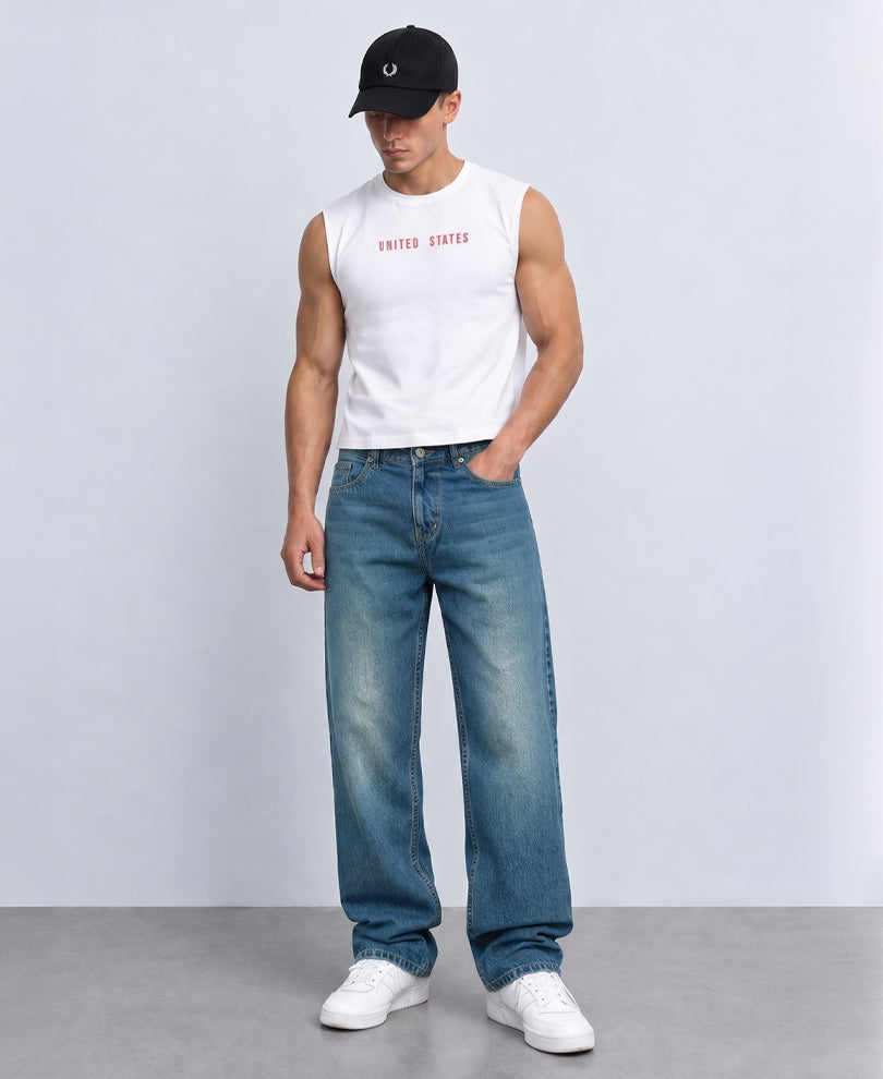 Blue Demin Baggy Fit Jeans