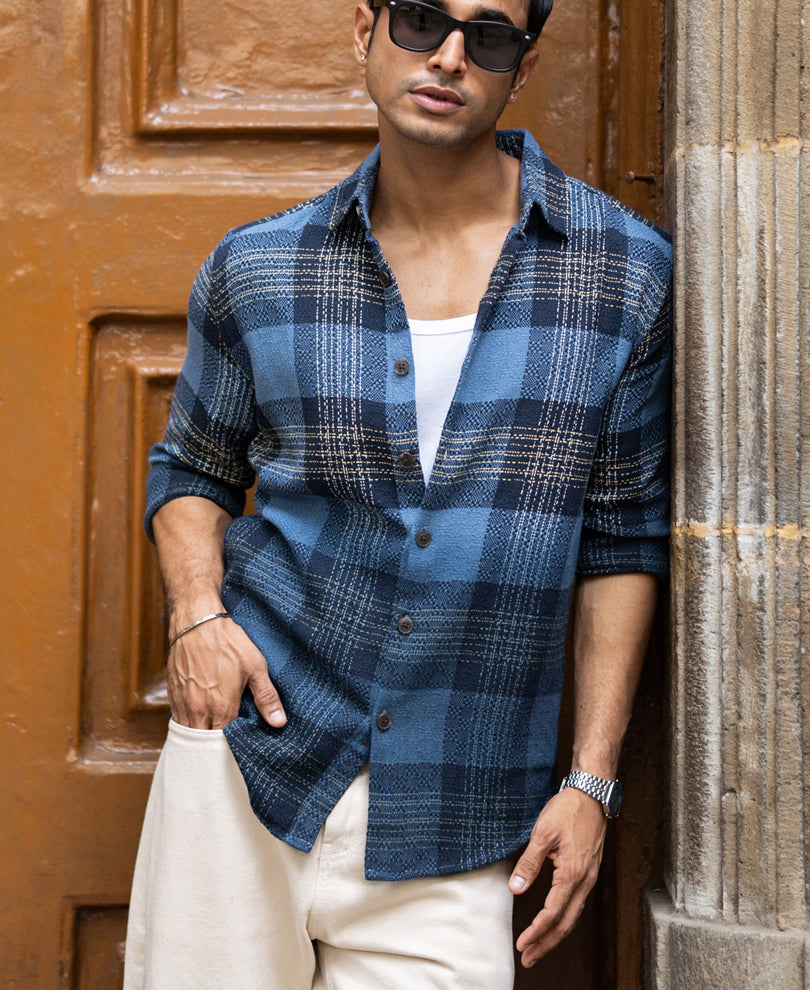 Blue Ombre Check Shirt.