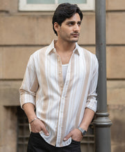 Beige Structure Stripe Shirt.