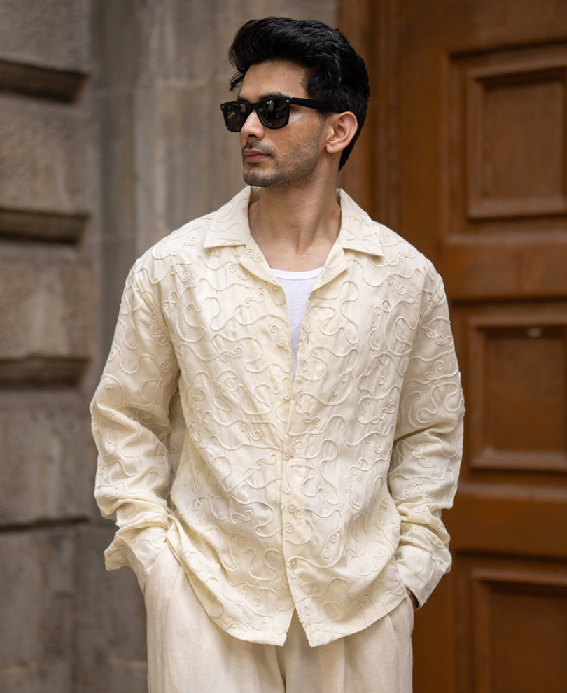 Cream Embroidery Shirt