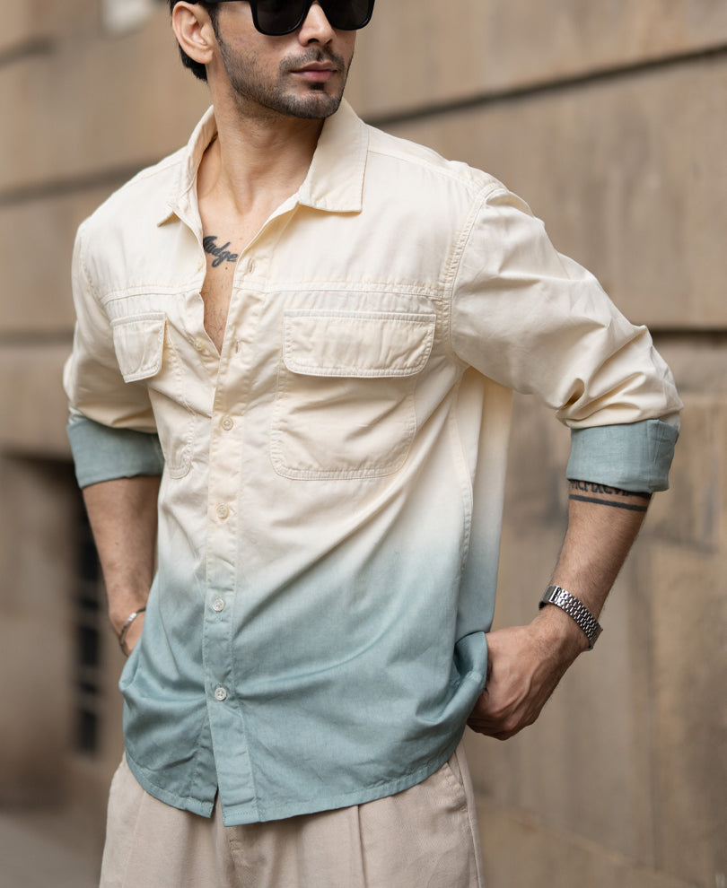Butter Yellow Structured Ombre Shirt.