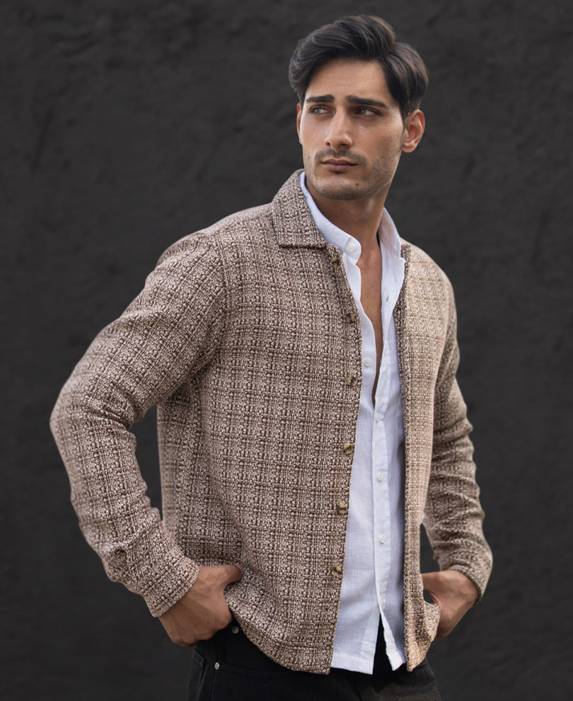 Multicolour Structured Checked Shirt.