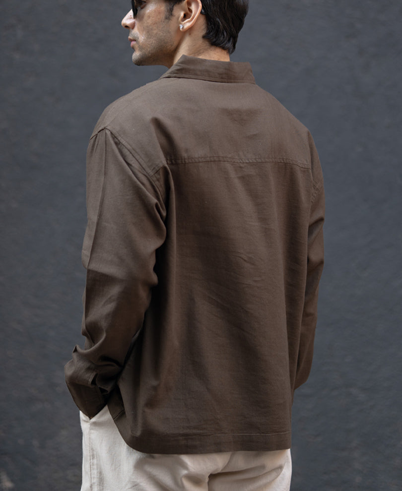 Brown Lightweight Structured Kurta Shirt.