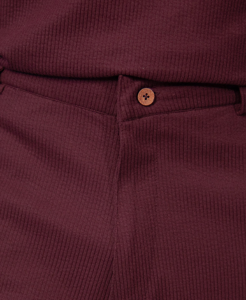 Wine Structured Knit Cord Set